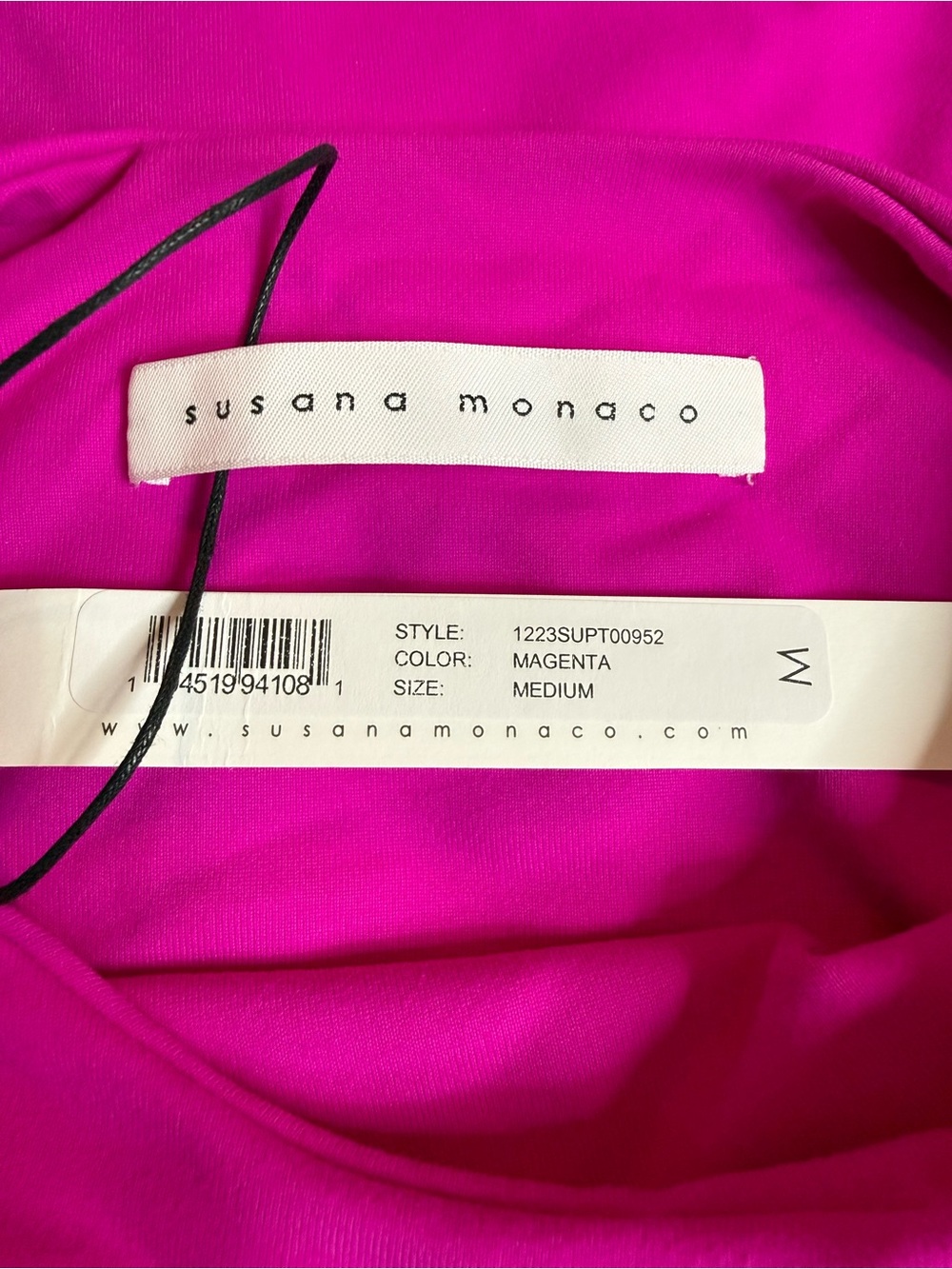 Susana Monaco Magenta Crew Slit Cutout Long Sleeve Top NWT Pink Size Medium NEW - Picture 6 of 9